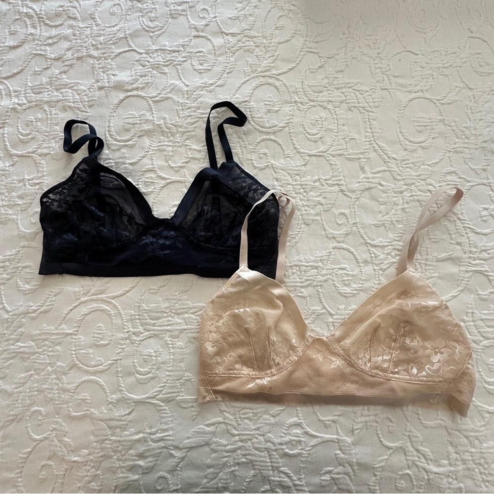 Free People Lace Bralettes in Black and Nude